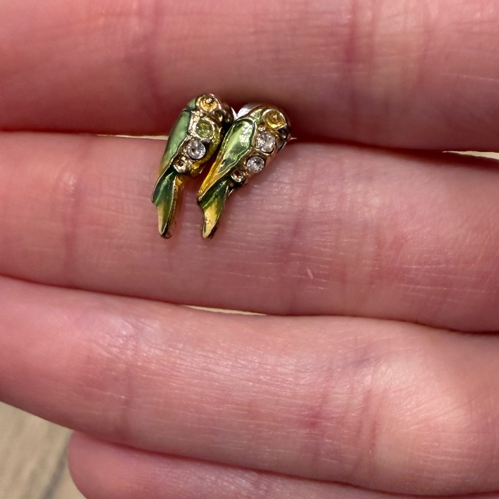 Green and Gold Parrot Earrings